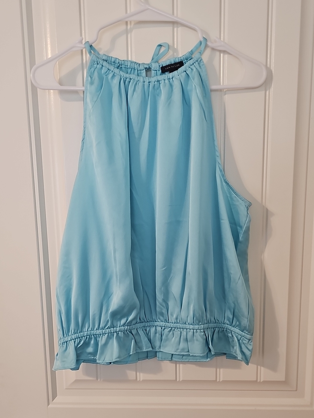Ann Taylor Light Blue Halter Ruffle Hem Camisole